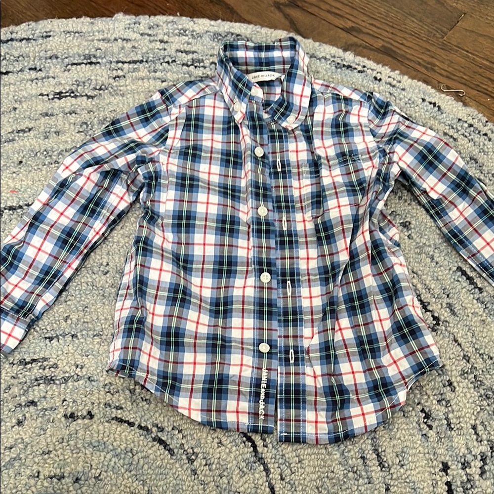 Janie and Jack Blue and Red Plaid Button Down Shirt